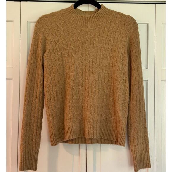 J.Crew extra soft camel cableknit mock neck sweater xs - Picture 5 of 11